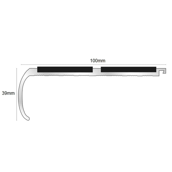 100mm x 39mm Commercial Stair Nosing Non Slip PVC Insert Bullnose Stair Nosing Edge
