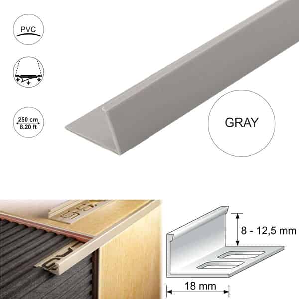 2.5m Long PVC Straight Edge L Shaped Tile Trim