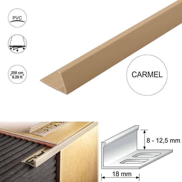 2.5m Long PVC Straight Edge L Shaped Tile Trim