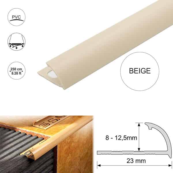 2.5m Long Round Edge PVC Tile Trims Quadrant Tile