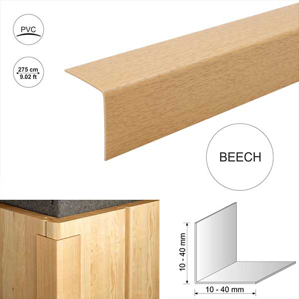 2.75m long Wood Effect Plastic Pvc Corner 90 Degree Angle Trim
