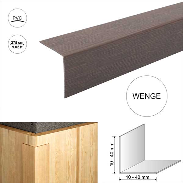 2.75m long Wood Effect Plastic Pvc Corner 90 Degree Angle Trim