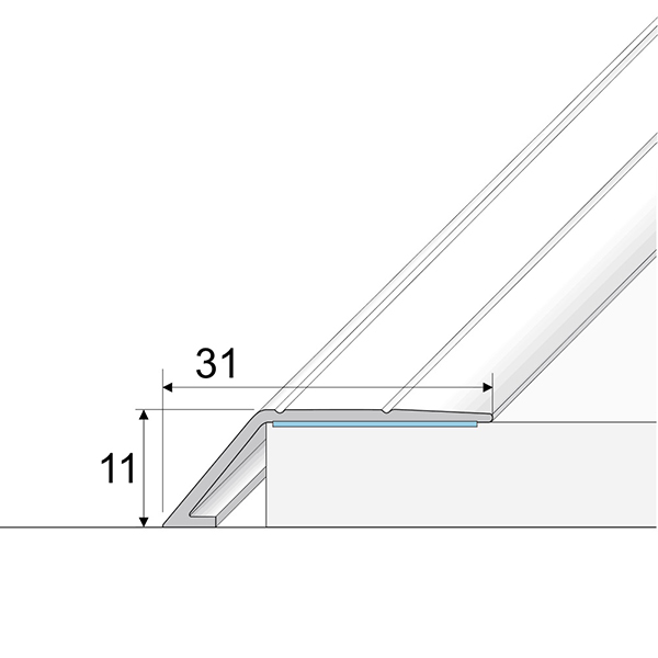 31mm Wide Aluminium Door Thresholds Ramp for 11mm High Floor Self Adhesive