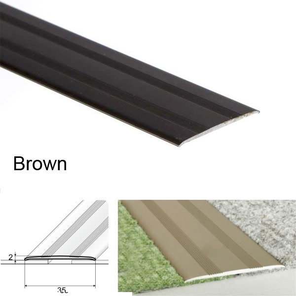 35mm Wide Flat Aluminium Door Thresholds Self Adhesive, Floor Trim