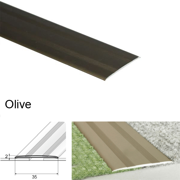35mm Wide Flat Aluminium Door Thresholds Self Adhesive, Floor Trim