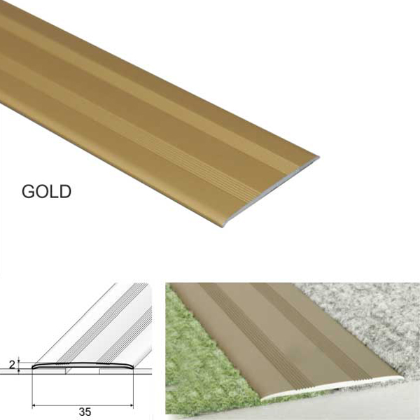 35mm Wide Flat Aluminium Door Thresholds Self Adhesive, Floor Trim