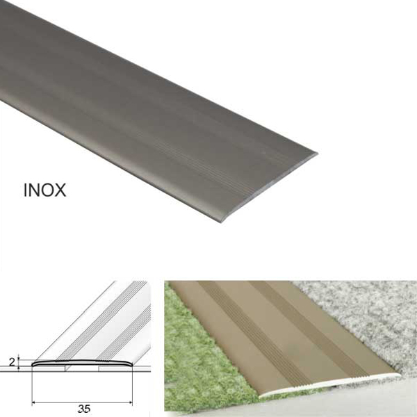 35mm Wide Flat Aluminium Door Thresholds Self Adhesive, Floor Trim