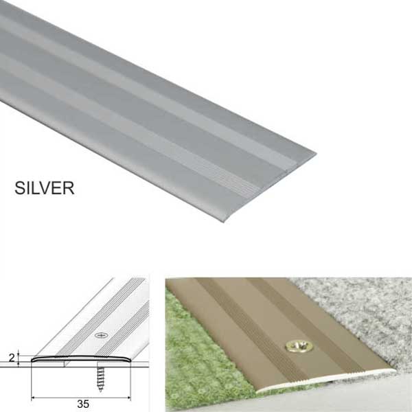 35mm Wide Flat Aluminum Door Threshold For Carpet Floor Screwfix