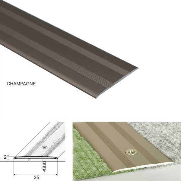 35mm Wide Flat Aluminum Door Threshold For Carpet Floor Screwfix