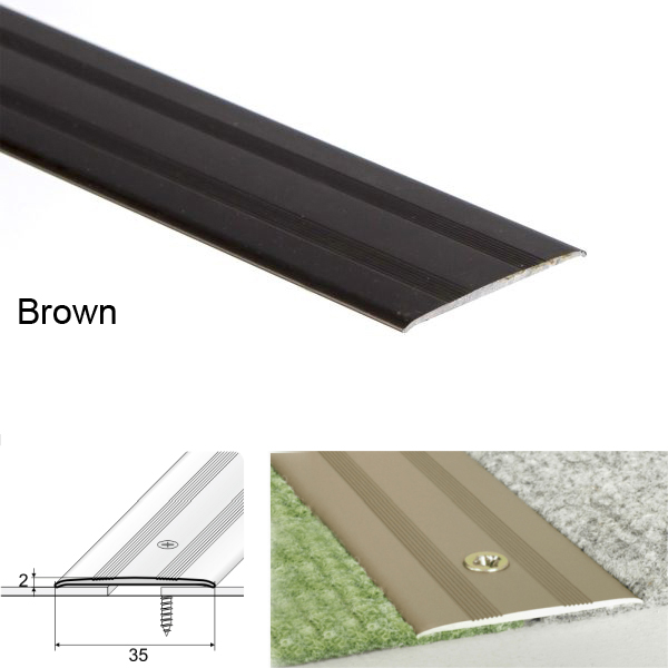 35mm Wide Flat Aluminum Door Threshold For Carpet Floor Screwfix
