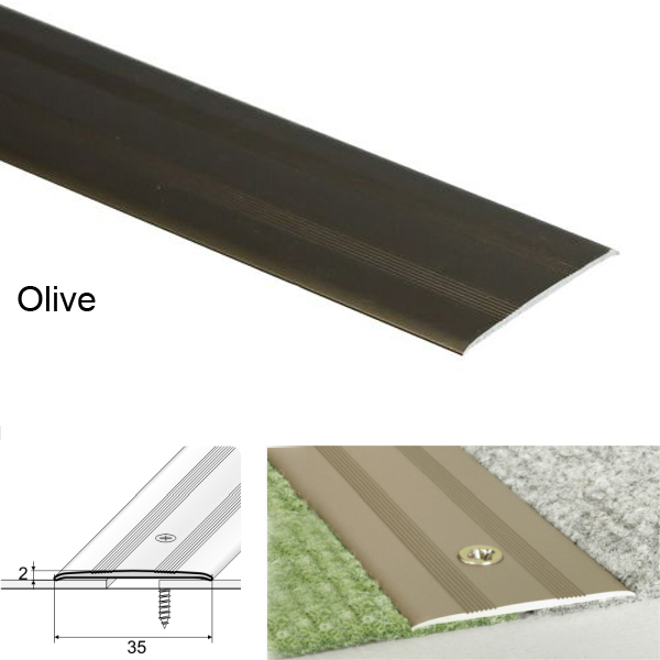 35mm Wide Flat Aluminum Door Threshold For Carpet Floor Screwfix