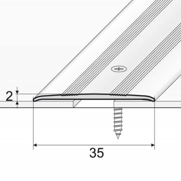 35mm Wide Flat Aluminum Door Threshold For Carpet Floor Screwfix