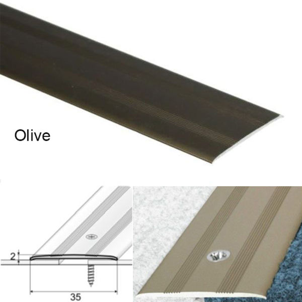 35mm Wide Flat Aluminum Door Threshold For Carpet Floor Screwfix