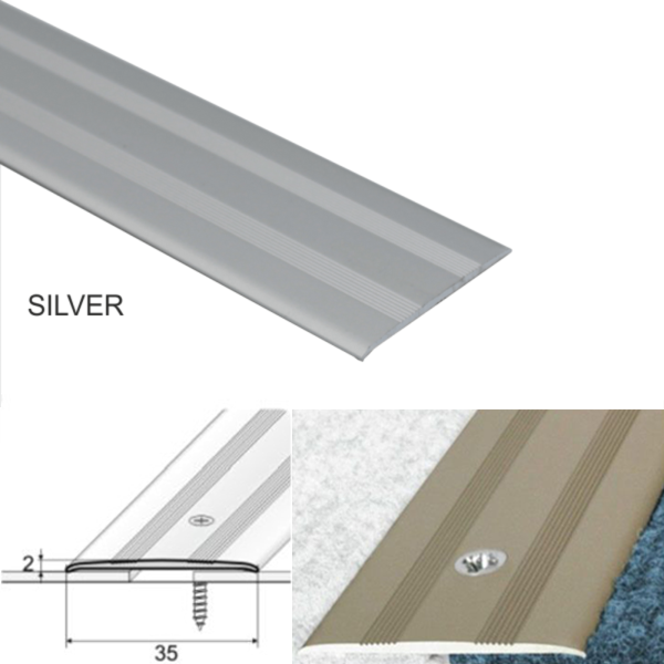 35mm Wide Flat Aluminum Door Threshold For Carpet Floor Screwfix