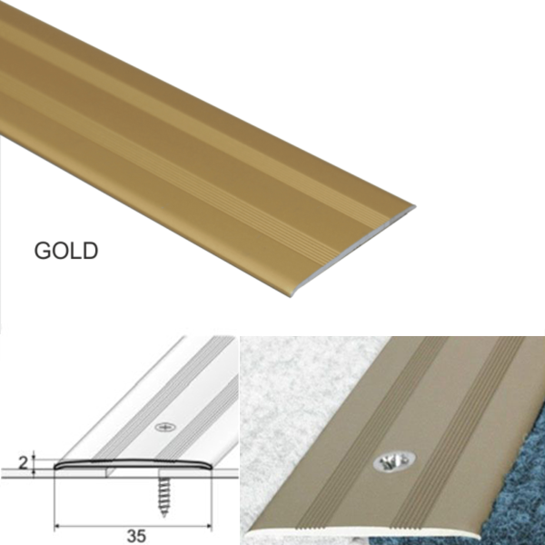 35mm Wide Flat Aluminum Door Threshold For Carpet Floor Screwfix