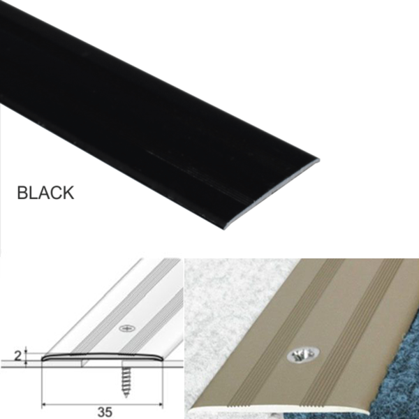 35mm Wide Flat Aluminum Door Threshold For Carpet Floor Screwfix