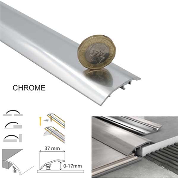 37mm Aluminium Door Bar floor Trim Threshold Cover Strip T bar Adjustable