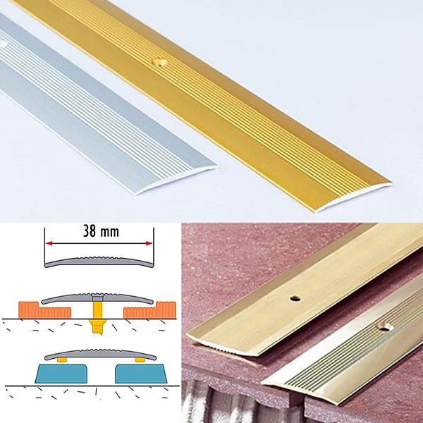 38mm Aluminium Grooved Floor Trim – For Joined Carpets
