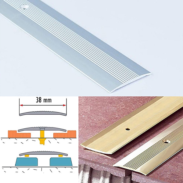 38mm Aluminium Grooved Floor Trim – For Joined Carpets