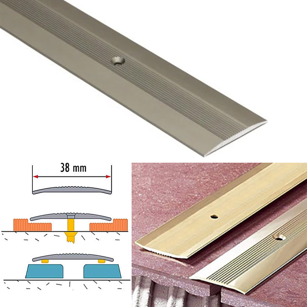 38mm Aluminium Grooved Floor Trim – For Joined Carpets