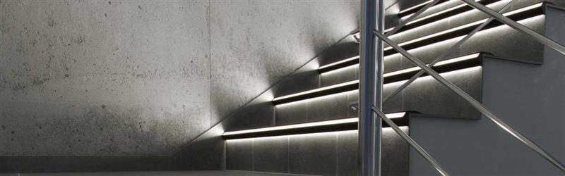 Commercial staircase featuring Treadlite stair nosing for safety and durability