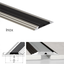 50mm Wide Aluminium Flat Non Slip Door Threshold Profile With Rubber Insert
