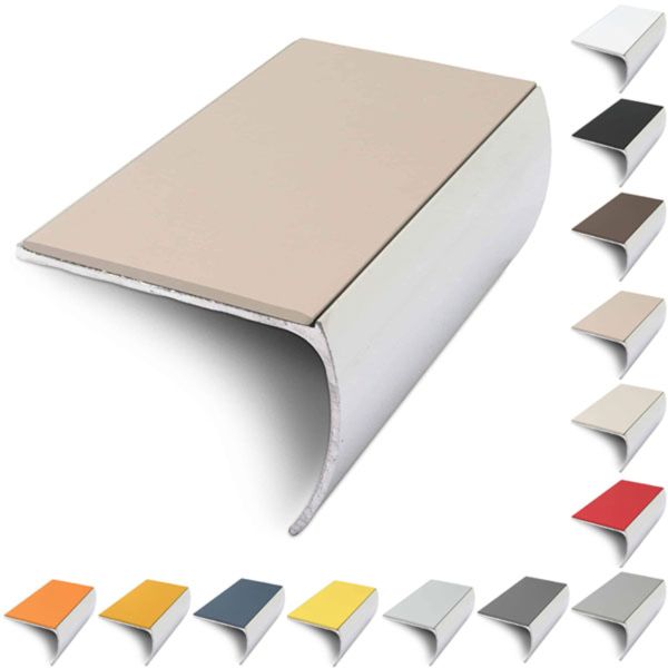 57mm x 40mm Bullnose Aluminium Stair Nosing Edge Trim With Pvc Insert