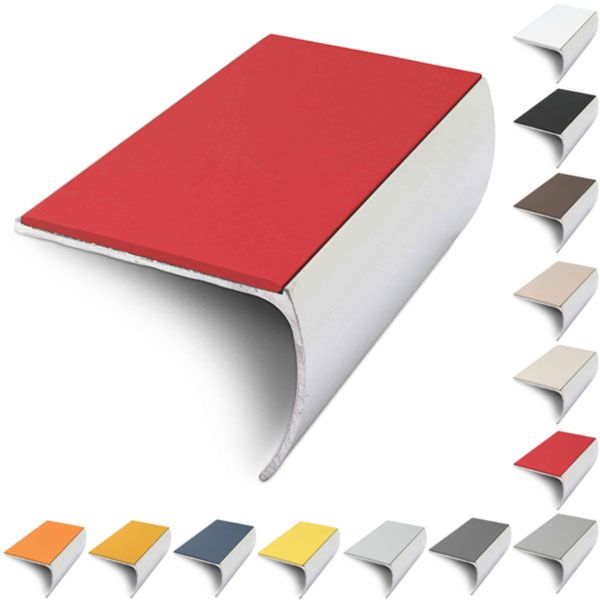 57mm x 40mm Bullnose Aluminium Stair Nosing Edge Trim With Pvc Insert