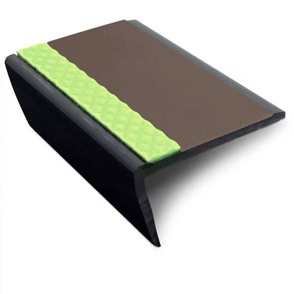 63mm × 35mm Bullnose PVC Hard Node Stair Nosing With Tredsafe PVC Insert