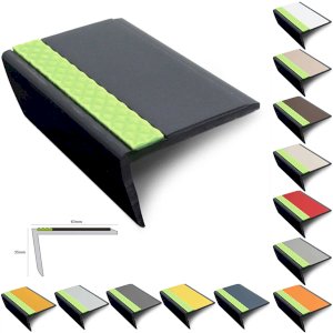 63mm × 35mm Bullnose PVC Hard Node Stair Nosing With Tredsafe PVC Insert
