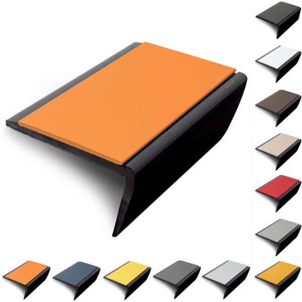  56 x 32.5mm Rakeback Slimline Hard Nose PVC Stair Nosing With PVC Insert