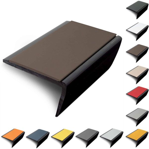  56 x 32.5mm Rakeback Slimline Hard Nose PVC Stair Nosing With PVC Insert