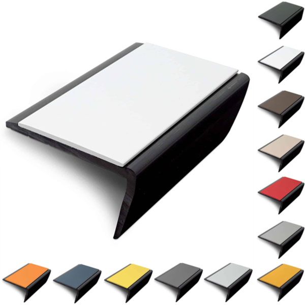  56 x 32.5mm Rakeback Slimline Hard Nose PVC Stair Nosing With PVC Insert