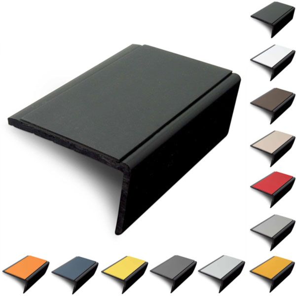  56 x 32.5mm Rakeback Slimline Hard Nose PVC Stair Nosing With PVC Insert