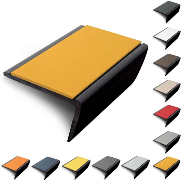  56 x 32.5mm Rakeback Slimline Hard Nose PVC Stair Nosing With PVC Insert