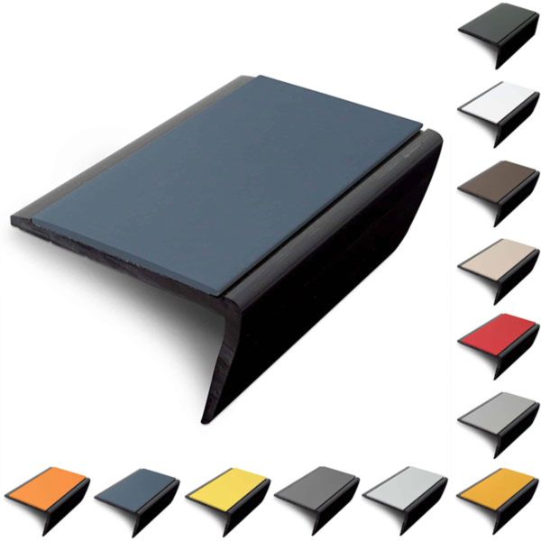  56 x 32.5mm Rakeback Slimline Hard Nose PVC Stair Nosing With PVC Insert