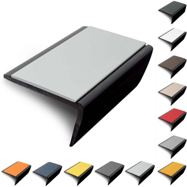  56 x 32.5mm Rakeback Slimline Hard Nose PVC Stair Nosing With PVC Insert
