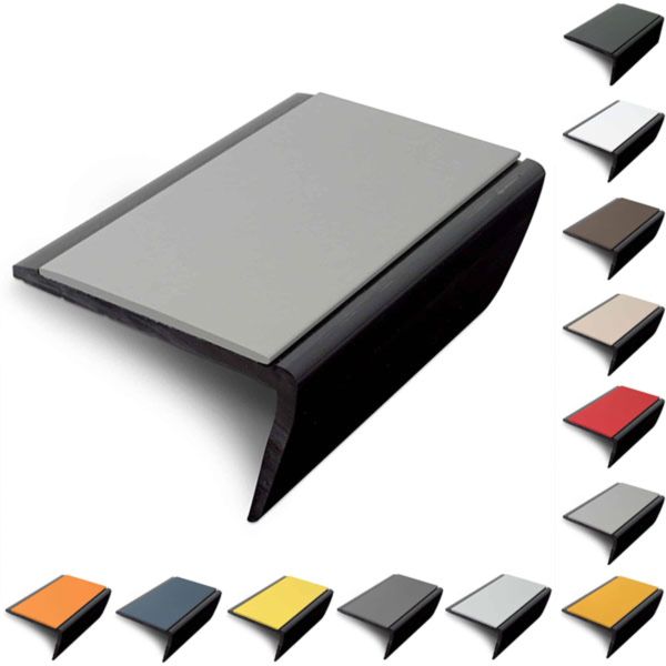  56 x 32.5mm Rakeback Slimline Hard Nose PVC Stair Nosing With PVC Insert