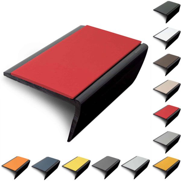  56 x 32.5mm Rakeback Slimline Hard Nose PVC Stair Nosing With PVC Insert