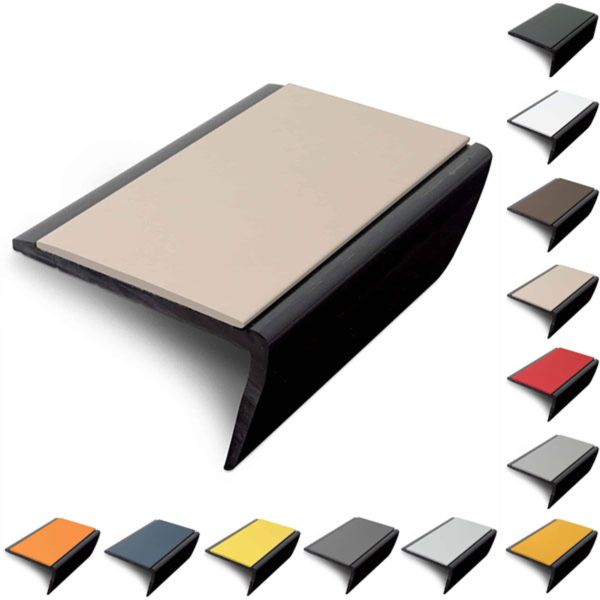  56 x 32.5mm Rakeback Slimline Hard Nose PVC Stair Nosing With PVC Insert
