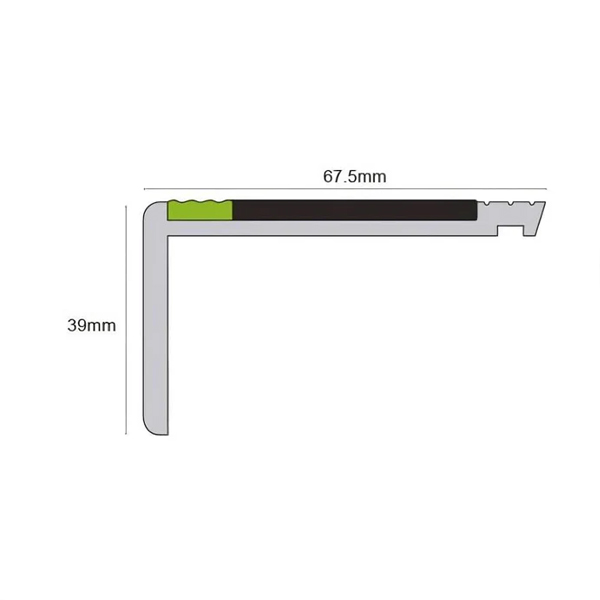 67.5mm × 39mm Bullnose Hard Node Stair Nosing with PVC Insert