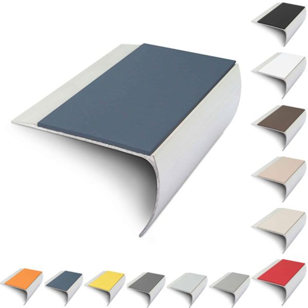 69mm x 40mm Bullnose Aluminium Stair Nosing Edge Trim With Pvc Insert