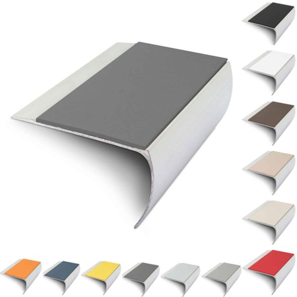 69mm x 40mm Bullnose Aluminium Stair Nosing Edge Trim With Pvc Insert