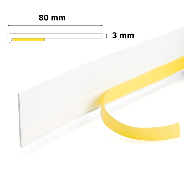 6m White Flat Self-Adhesive PVC Cover Strip for Window Architrave & Door