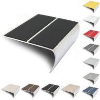 87mm x 40mm Bullnose Aluminium Stair Nosing Edge Trim With Pvc Insert