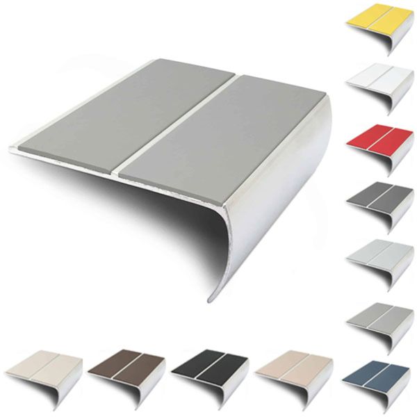 87mm x 40mm Bullnose Aluminium Stair Nosing Edge Trim With Pvc Insert