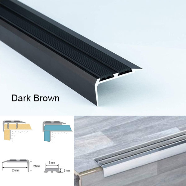 Aluminium Anti Slip Stair Edge Nosing Trim With Non Slip Rubber Insert