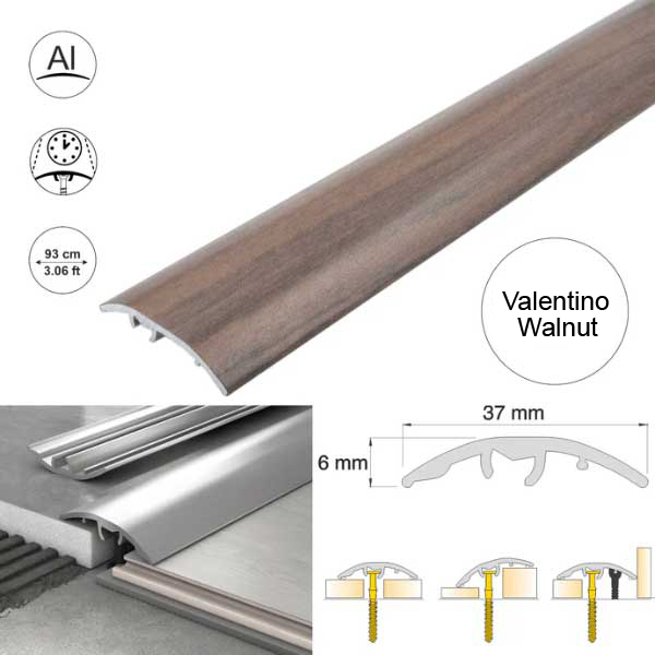 Aluminium Door Threshold Strip 37mm Wood Effect Floor Edging Strip
