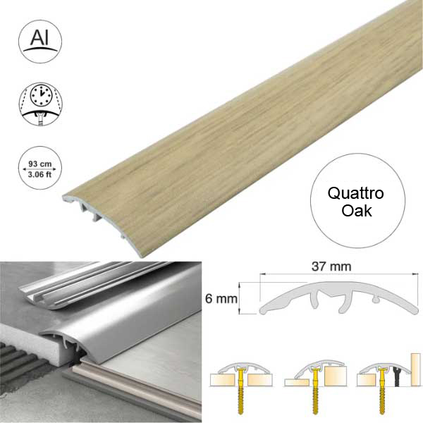 Aluminium Door Threshold Strip 37mm Wood Effect Floor Edging Strip