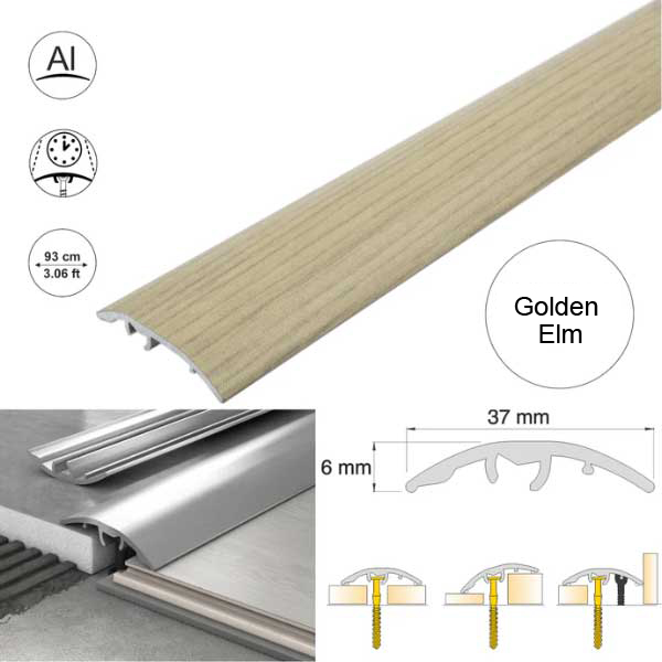 Aluminium Door Threshold Strip 37mm Wood Effect Floor Edging Strip